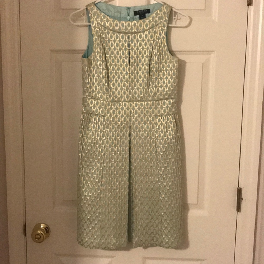 Blue and Gold A-Line Dress